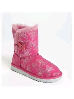 UGG Australia | Youth Kids Pink Size 4 Bailey Button Butterfly Boots